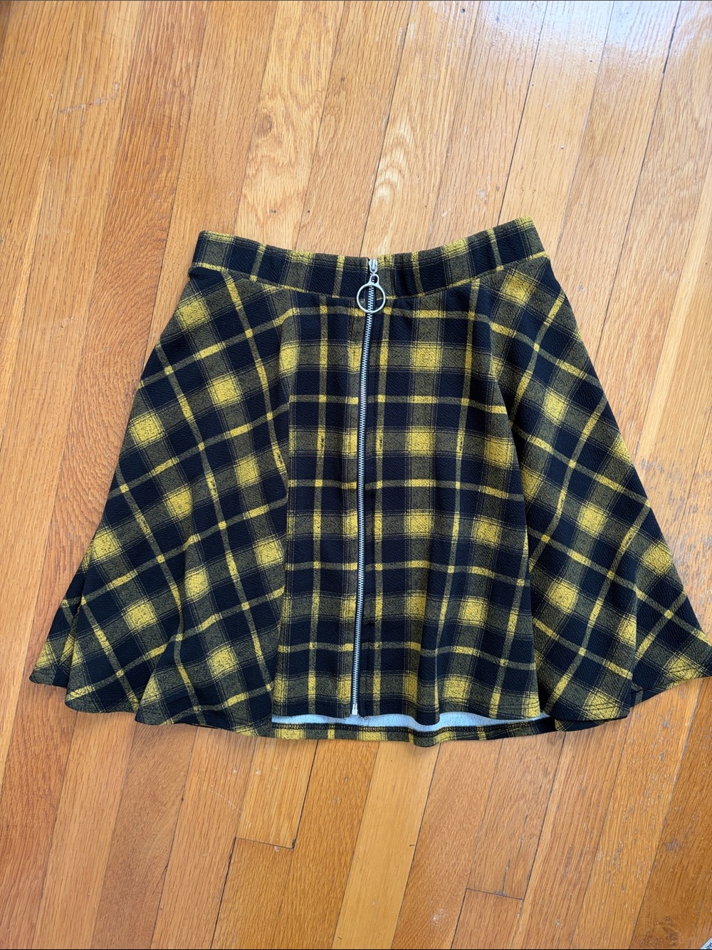 Midnight Hour Black & Yellow Full Zip Miniskirt Fit n Flare Mini Skirt Size XS